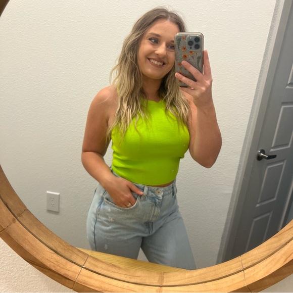 Zara Tops - Zara Neon Green Crop Top